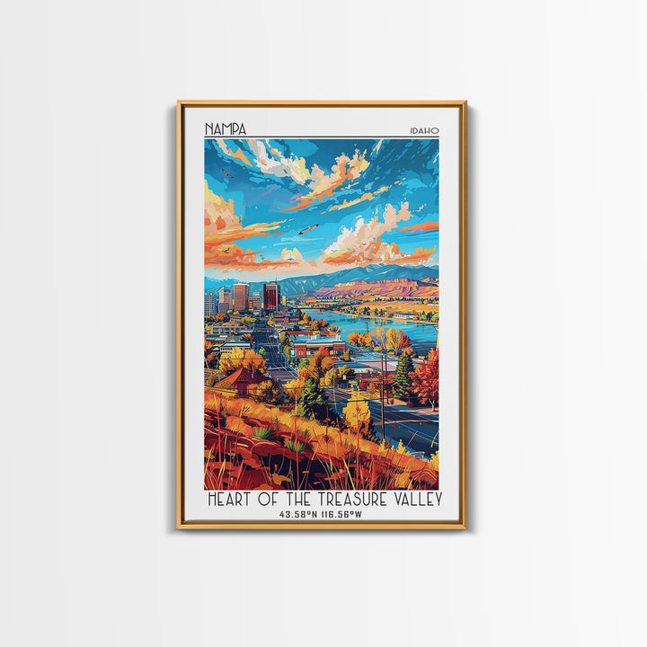 Nampa Travel Poster, Framed Canvas Print, Retro Travel Poster, City Wall Art, Travel Print, Vintage Travel Print, City Travel Poster