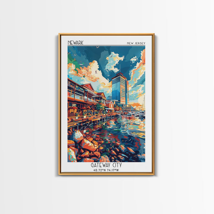 Newport News Travel Poster, Framed Canvas Print, Retro Travel Poster, City Wall Art, Travel Prints, City Art Print, Travel Art Print