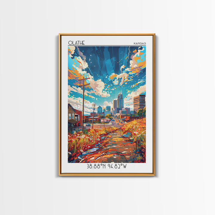 Olathe Travel Poster, Framed Canvas Print, Travel Wall Art, City Wall Art, Retro Travel Poster, Vintage Travel, Mid Century Wall Art