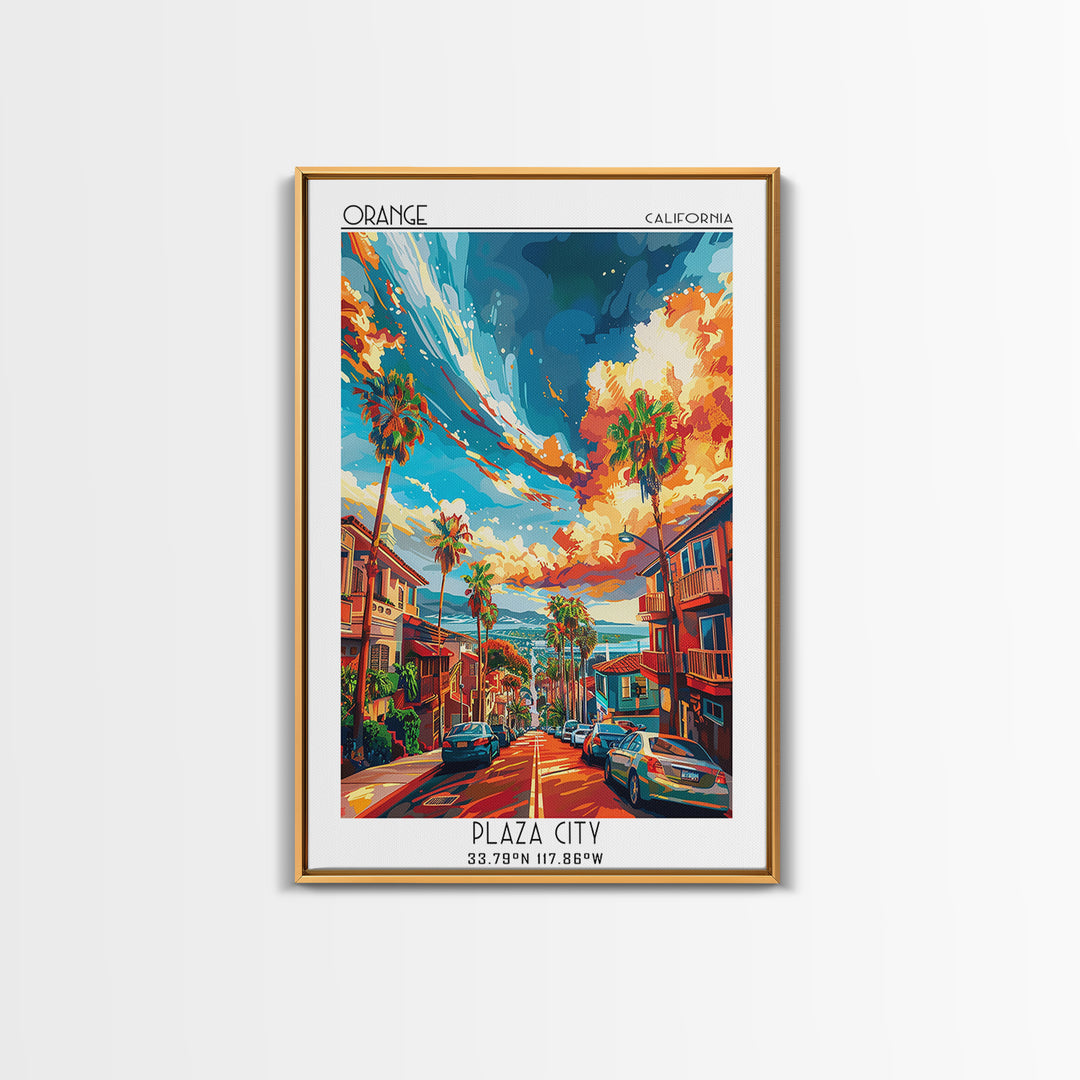 Orange Travel Poster, Canvas Print, Travel Prints, Landscape Art, Gallery Wall Set, Travel Posters, Travel Print, City Travel Poster