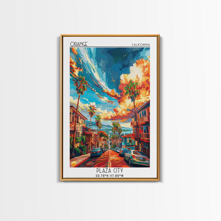 Orange Travel Poster, Canvas Print, Travel Prints, Landscape Art, Gallery Wall Set, Travel Posters, Travel Print, City Travel Poster