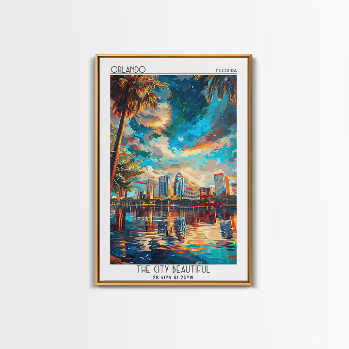 Orlando Travel Poster, Canvas Print, Poster Print, Travel Wall Art, City Illustration, Wall Art, Travel Prints, Living Room Wall Art