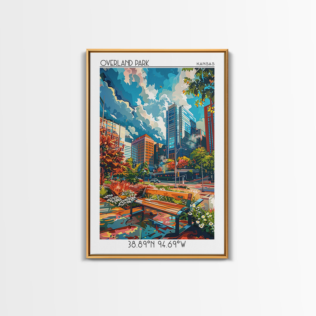 Overland Park Travel Poster, Framed Canvas Print, Poster Print, Travel Wall Art, Vintage Travel Print, Travel Prints, Retro Wall Art