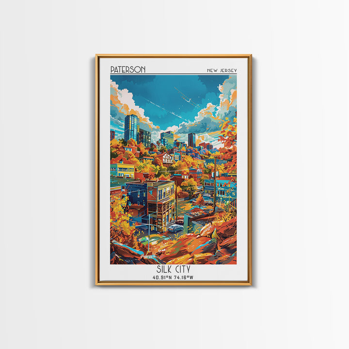 Paterson Travel Poster, Framed Canvas Print, Travel Prints, Landscape Art, City Art Print, Living Room Wall Art, Retro Travel Poster