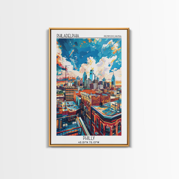 Philadelphia Travel Poster, Framed Canvas Print, City Travel Poster, Travel Wall Decor, Travel Prints, City Wall Art, City Art Print