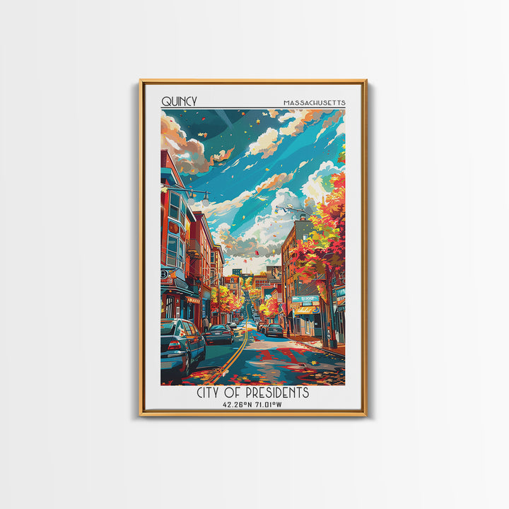 Quincy Travel Poster, Canvas Print, Travel Wall Art, City Wall Art, Vintage Travel, City Art Print, Vintage Travel Art, Travel Print