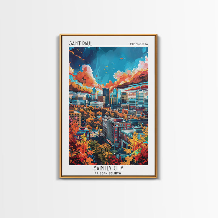 Saint Paul Travel Poster, Canvas Print, Retro Travel Poster, City Wall Art, City Travel Poster, Vintage Poster, Living Room Wall Art