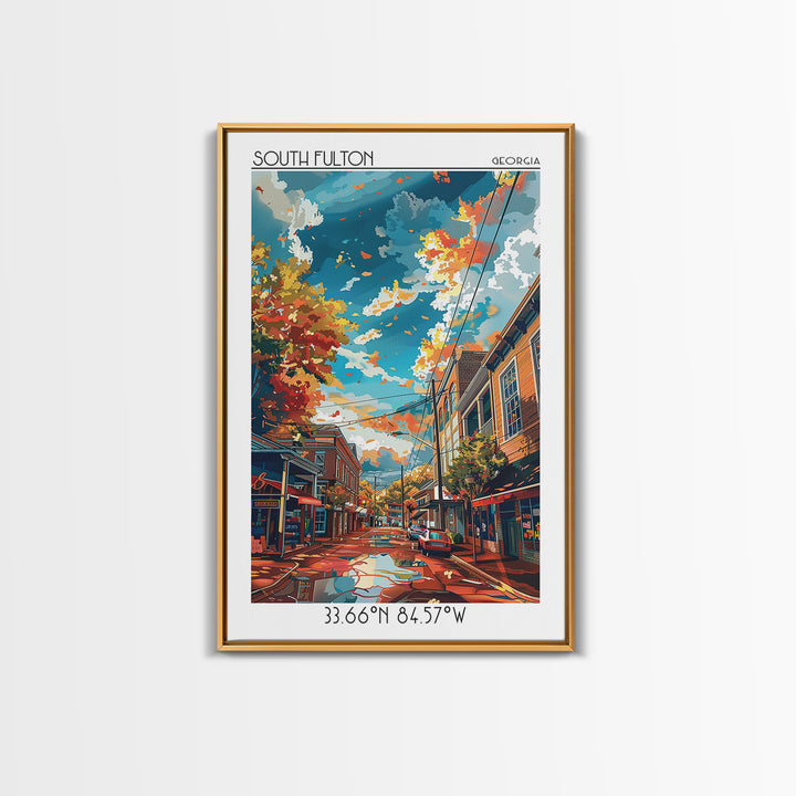 South Fulton Travel Poster, Framed Canvas Print, Retro Wall Art, Travel Print, Vintage Travel, Vintage Travel Art, Minimalist Poster
