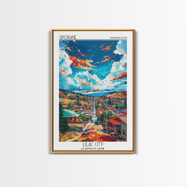 Spokane Valley Travel Poster, Framed Canvas Print, City Travel Poster, Travel Wall Decor, Fine Art Print, Travel Posters, Home Decor