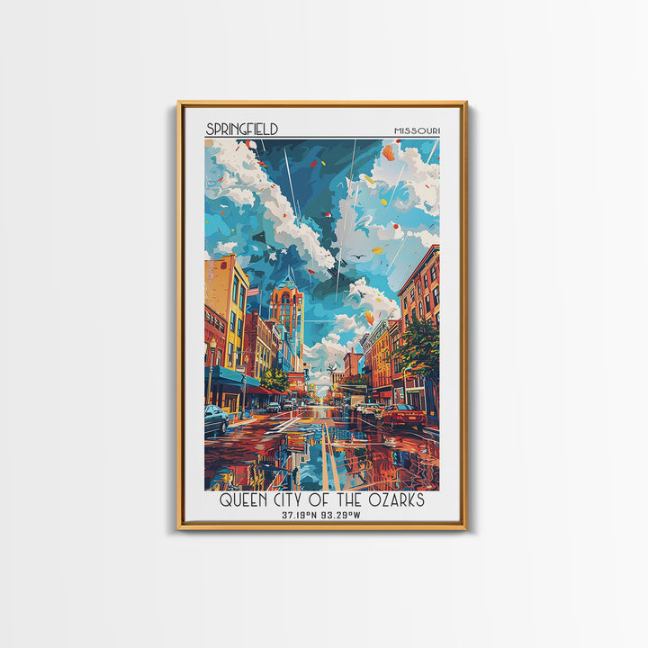 Springfield Travel Poster, Canvas Print, City Travel Poster, Vintage City Poster, Mid Century Wall Art, Travel Print, Vintage Travel