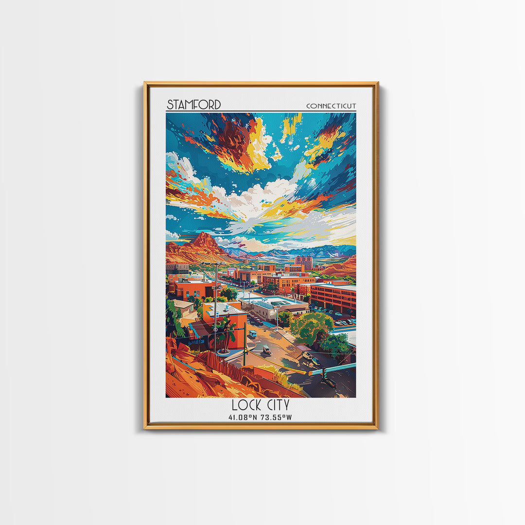 St George Travel Poster, Framed Canvas Print, Travel Wall Art, City Wall Art, Gallery Wall Set, City Art Print, Watercolor Cityscape