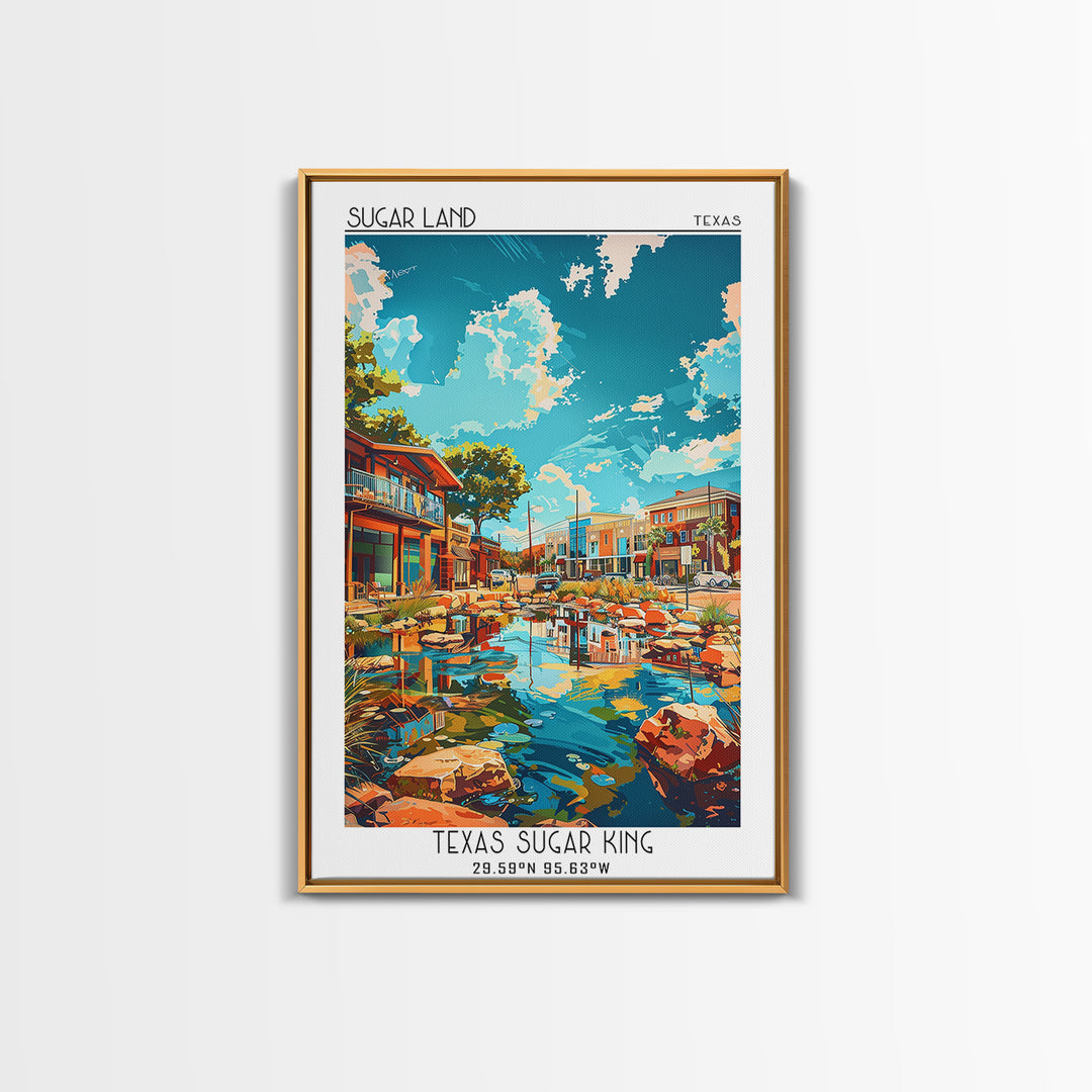 Sugar Land Travel Poster, Canvas Print, Retro Travel Poster, City Wall Art, City Art Print, Art Print, Landscape Art, Travel Posters