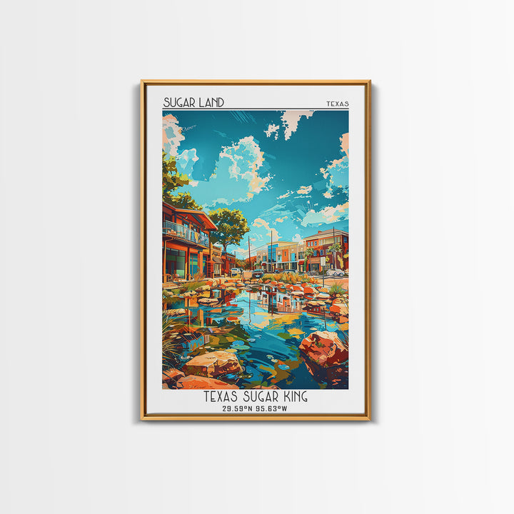 Sugar Land Travel Poster, Canvas Print, Retro Travel Poster, City Wall Art, City Art Print, Art Print, Landscape Art, Travel Posters