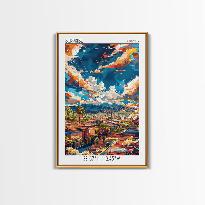 Surprise Travel Poster, Canvas Print, City Travel Poster, Travel Wall Art, City Illustration, Mid Century Wall Art, Gallery Wall Set