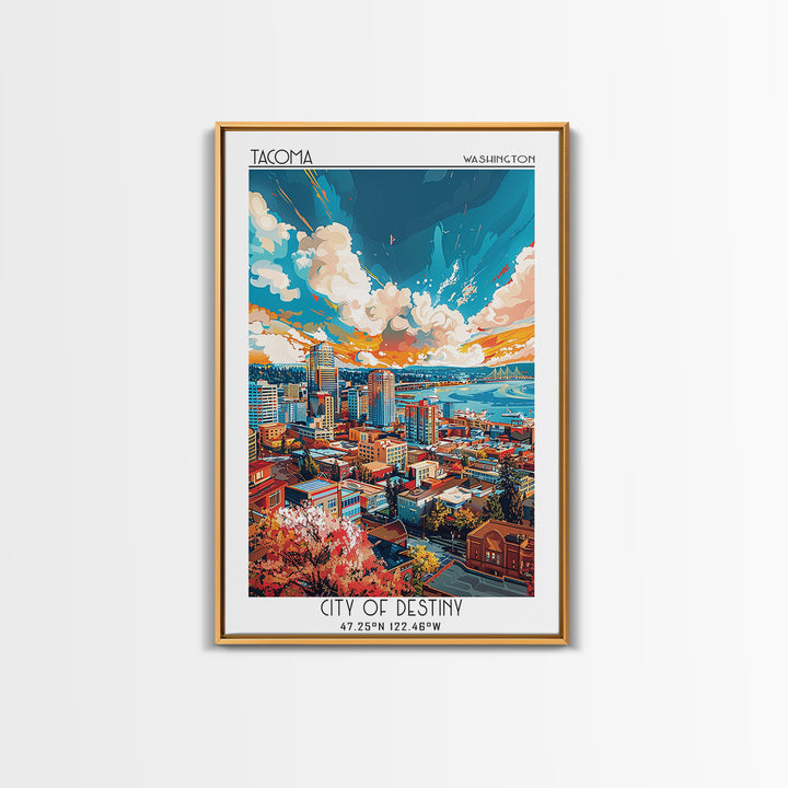 Tacoma Travel Poster, Framed Canvas Print, City Travel Poster, Travel Wall Art, Travel Art Print, Vintage Travel Art, Vintage Poster