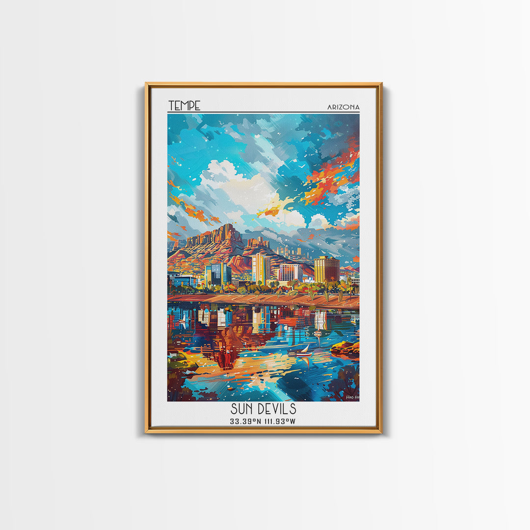 Tempe Travel Poster, Canvas Print, Retro Wall Art, Travel Print, City Illustration, Vintage Poster, Poster Art, Mid Century Wall Art
