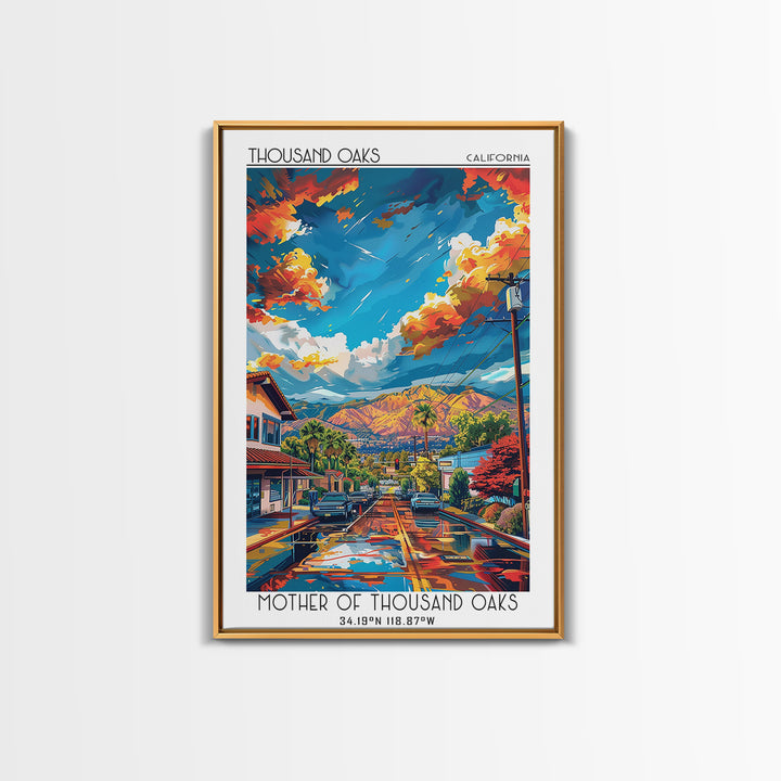 Thousand Oaks Travel Poster, Framed Canvas Print, City Travel Poster, Travel Wall Art, Art Print, Fine Art Print, Vintage Travel Art
