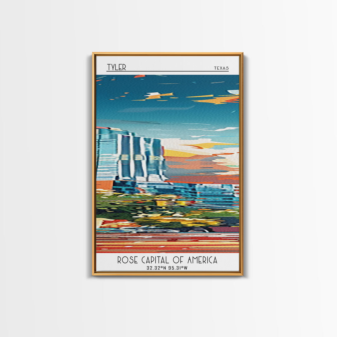 Tyler Travel Poster, Framed Canvas Print, Travel Prints, Landscape Art, Art Print, Minimalist Poster, Vintage Poster, Travel Posters
