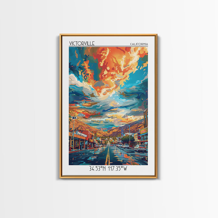 Victorville Travel Poster, Framed Canvas Print, Travel Art Print, Modern Wall Decor, City Wall Art, City Travel Poster, Travel Print