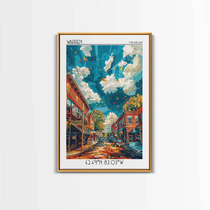 Warren Travel Poster, Framed Canvas Print, Travel Wall Decor, Minimalist Poster, Travel Posters, City Wall Art, Living Room Wall Art