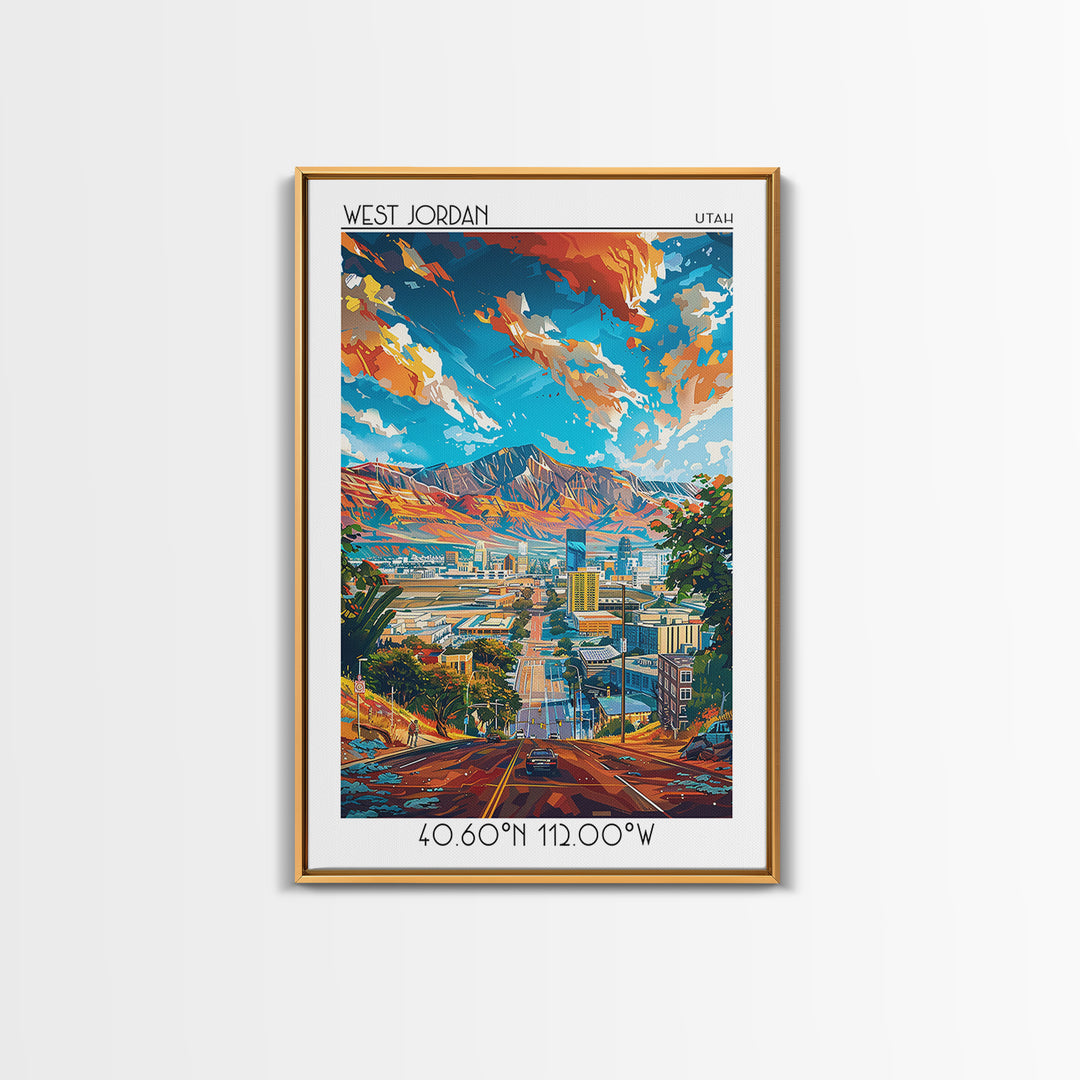 West Jordan Travel Poster, Canvas Print, City Travel Poster, Travel Wall Art, Gallery Wall Set, Vintage Travel, Vintage Travel Print