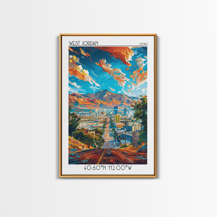 West Jordan Travel Poster, Canvas Print, City Travel Poster, Travel Wall Art, Gallery Wall Set, Vintage Travel, Vintage Travel Print