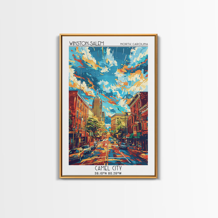 Winston-Salem Travel Poster, Canvas Print, Travel Wall Decor, Minimalist Poster, Travel Prints, Retro Travel Print, Gallery Wall Set