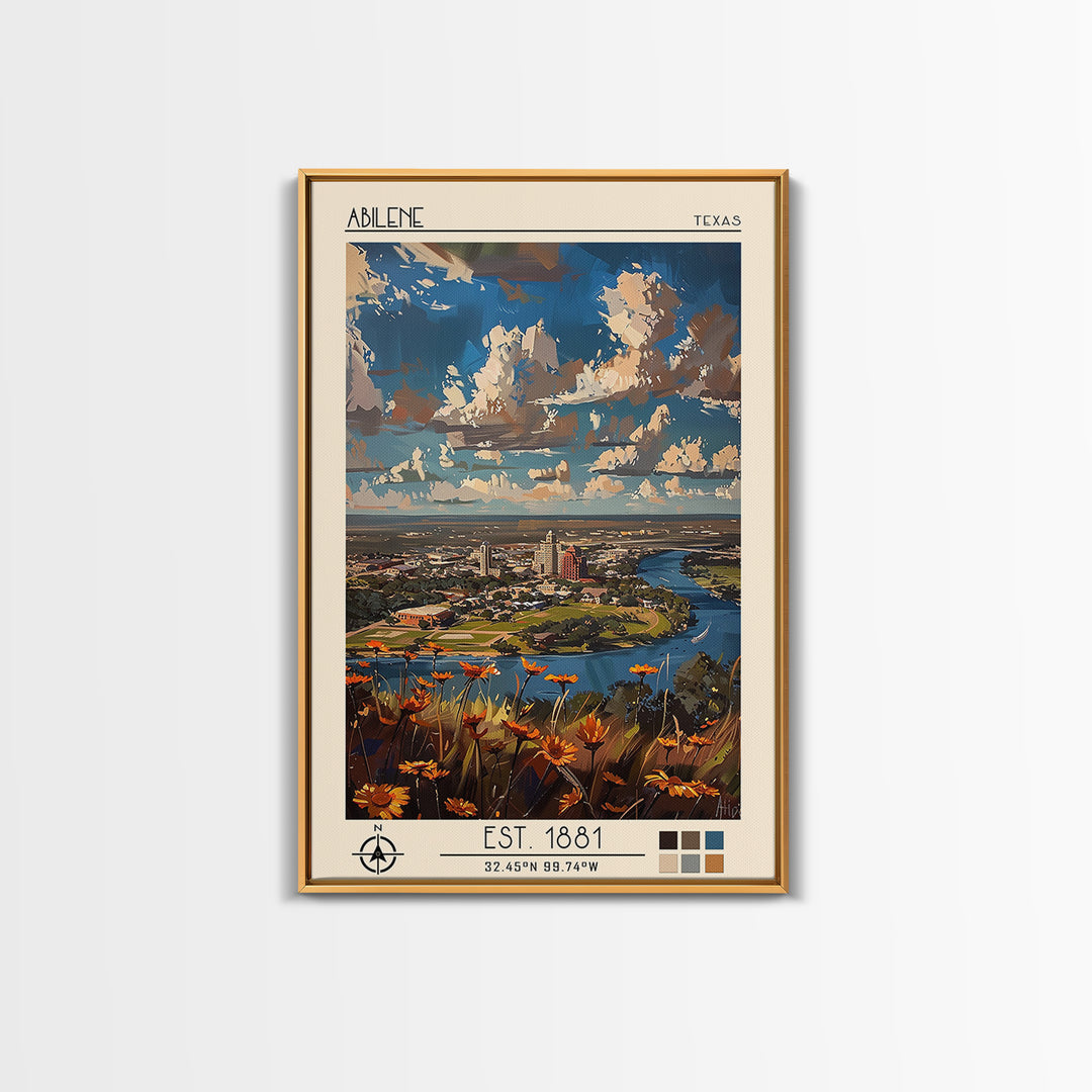 Abilene Travel Poster, Canvas Print, Travel Prints, Landscape Art, Gallery Wall Set, Poster Art, Vintage City Poster, Vintage Poster