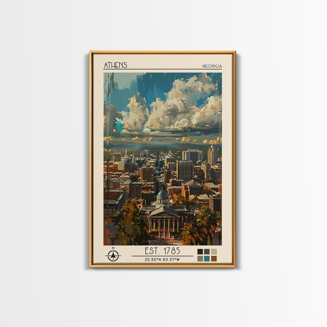 Athens Travel Poster, Canvas Print, City Travel Poster, Vintage City Poster, Mid Century Wall Art, City Illustration, City Art Print