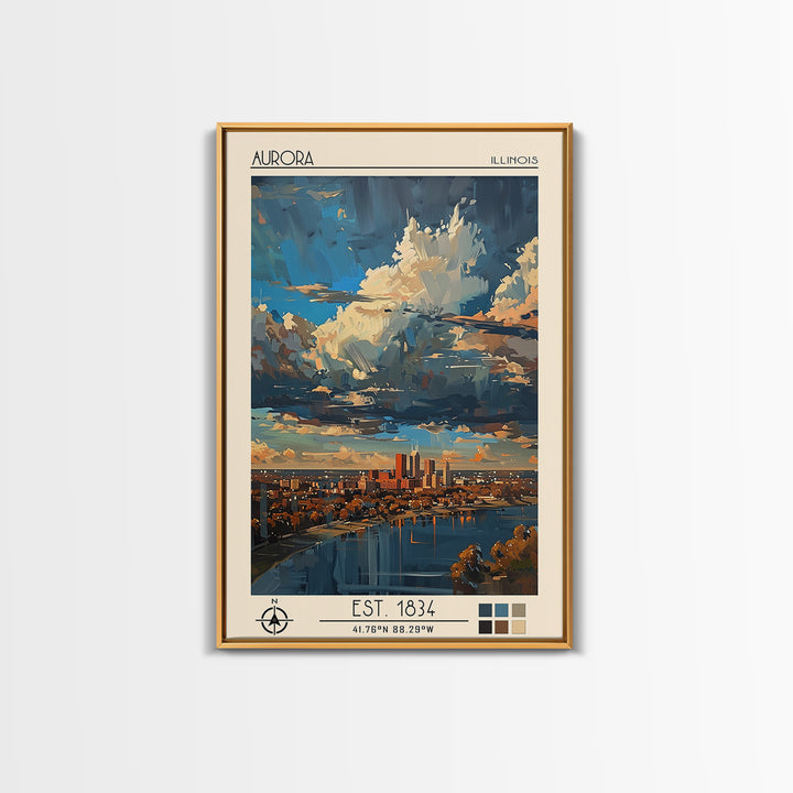 Aurora Illinois Travel Poster, Canvas Print, Poster Print, Travel Wall Art, Vintage Posters, City Travel Poster, Retro Travel Poster