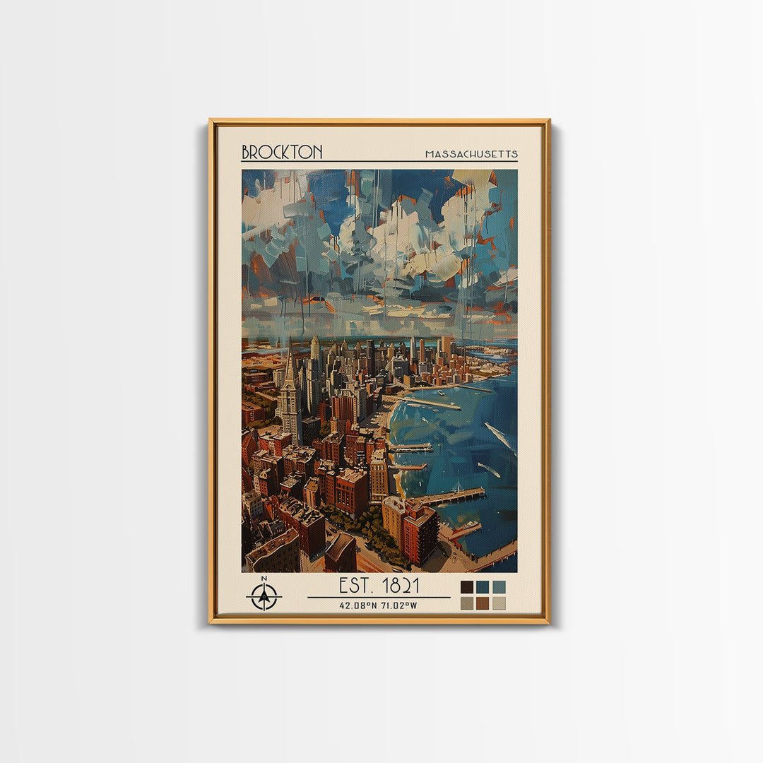 Brockton Travel Poster, Canvas Print, Travel Wall Art, City Wall Art, Wanderlust Gift, Fine Art Print, Wall Art, Vintage City Poster