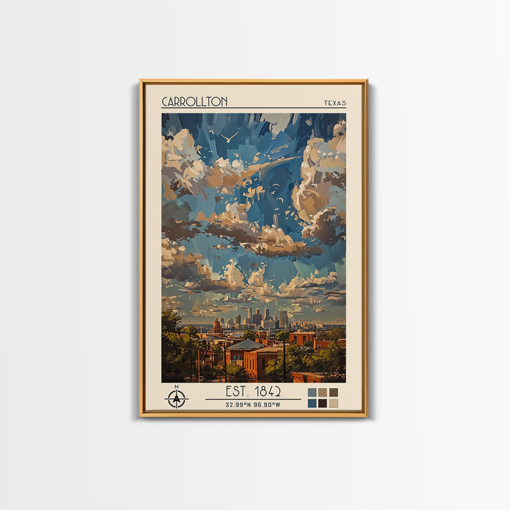Carrollton Travel Poster, Framed Canvas Print, Travel Prints, Landscape Art, Vintage City Poster, Vintage Travel Print, Poster Print