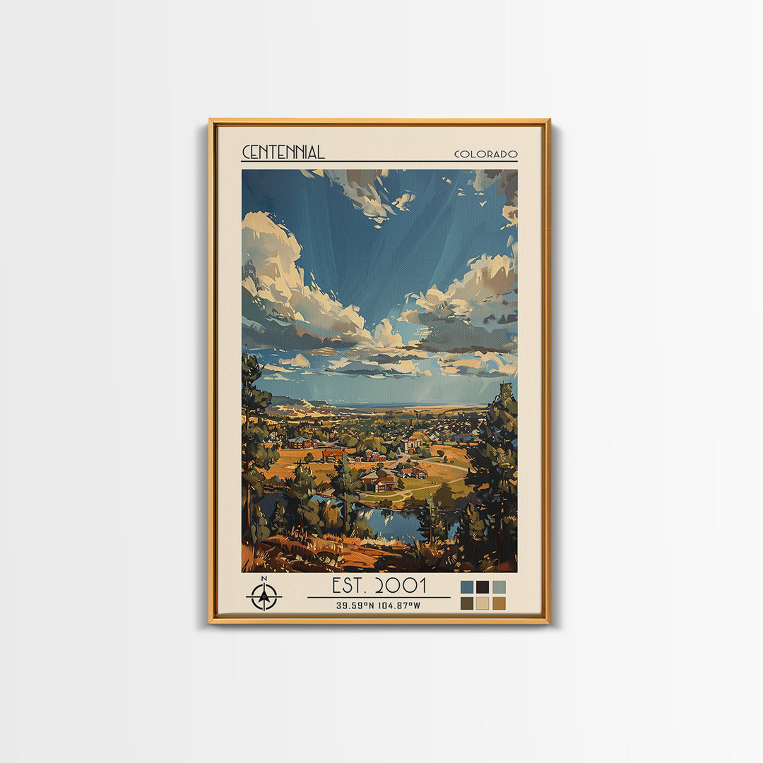 Centennial Travel Poster, Canvas Print, City Travel Poster, Vintage City Poster, Living Room Wall Art, Poster Print, Vintage Posters
