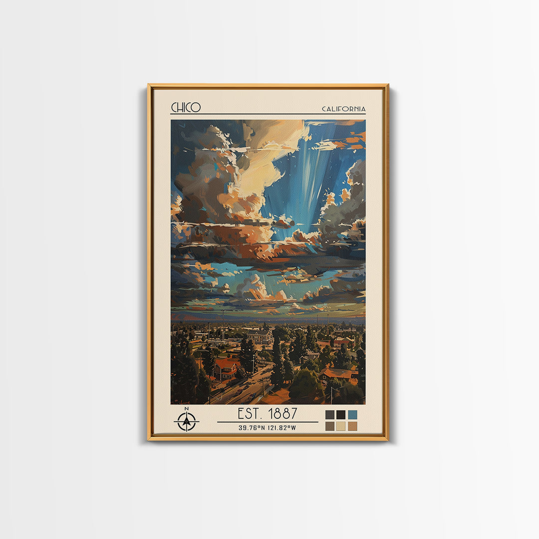 Chico Travel Poster, Canvas Print, City Travel Poster, Travel Wall Decor, City Wall Art, Modern Wall Decor, Wall Art, City Art Print