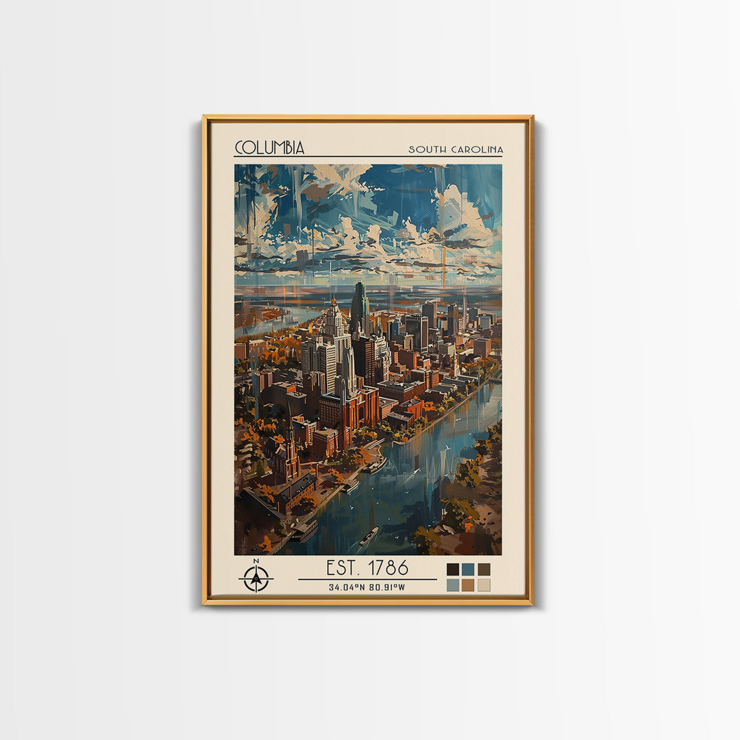 Columbia Travel Poster, Canvas Print, Travel Wall Art, City Wall Art, Poster Art, Travel Art Print, City Illustration, Travel Prints