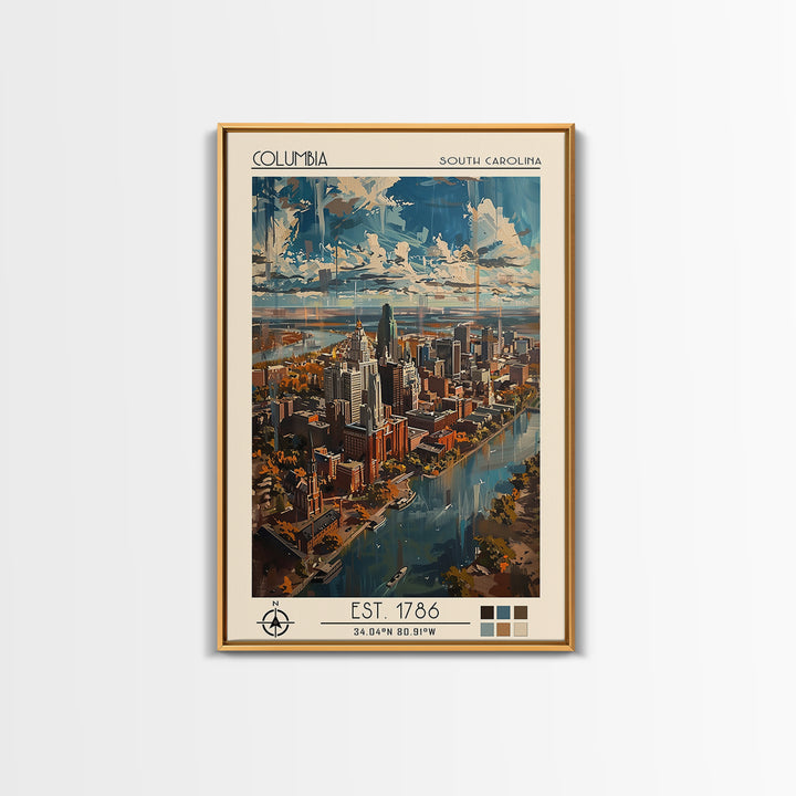 Columbia Travel Poster, Canvas Print, Travel Wall Art, City Wall Art, Poster Art, Travel Art Print, City Illustration, Travel Prints