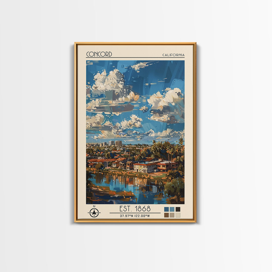 Concord Travel Poster, Framed Canvas Print, City Travel Poster, Travel Wall Art, Living Room Wall Art, Landscape Art, City Art Print