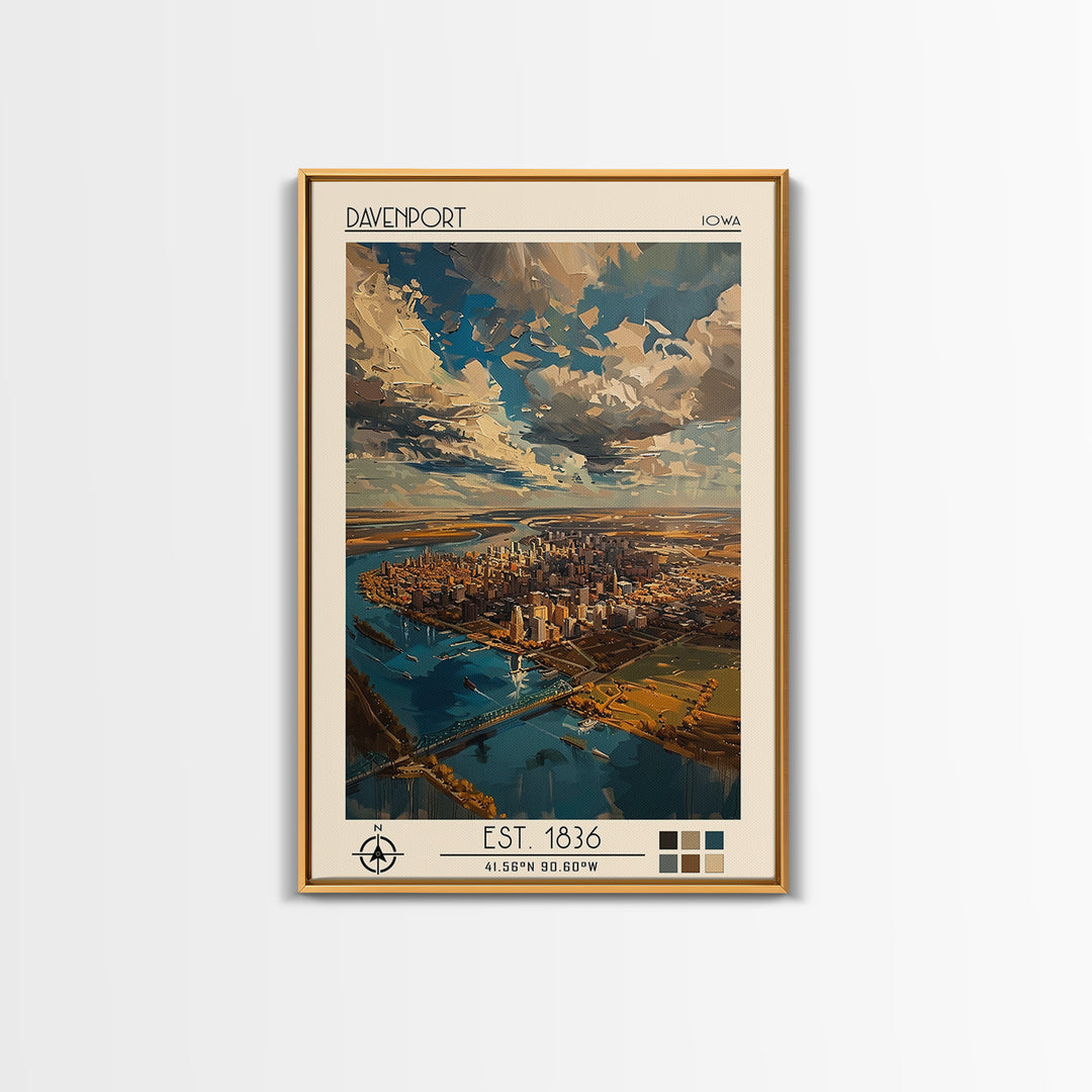 Davenport Travel Poster, Framed Canvas Print, Poster Print, Travel Wall Art, Retro Travel Poster, Wanderlust Gift, Minimalist Poster