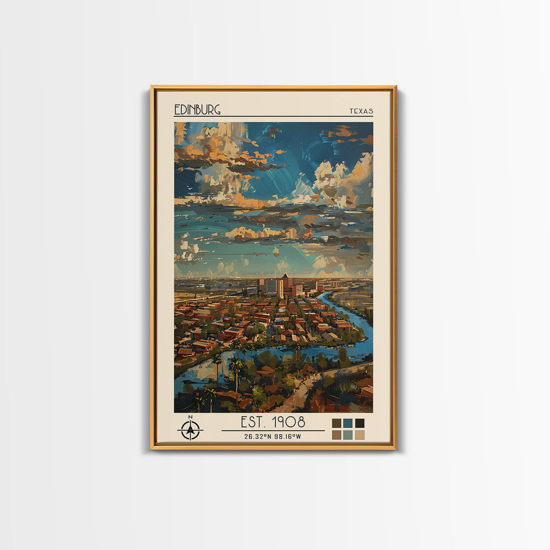 Edinburg Travel Poster, Framed Canvas Print, City Art Print, Travel Wall Art, Landscape Art, City Travel Poster, Vintage City Poster