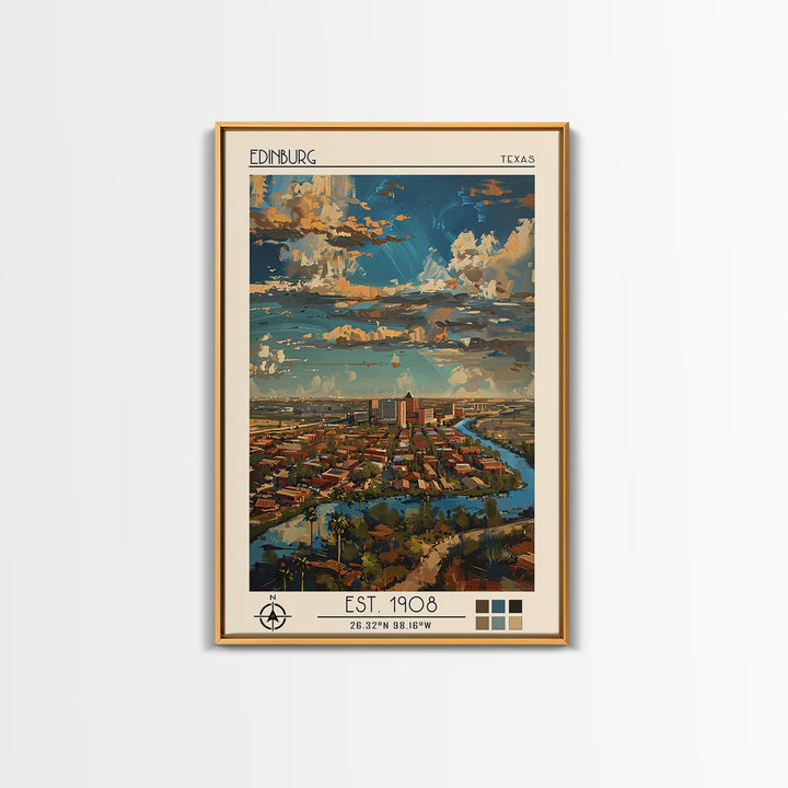 Edinburg Travel Poster, Framed Canvas Print, City Art Print, Travel Wall Art, Landscape Art, City Travel Poster, Vintage City Poster