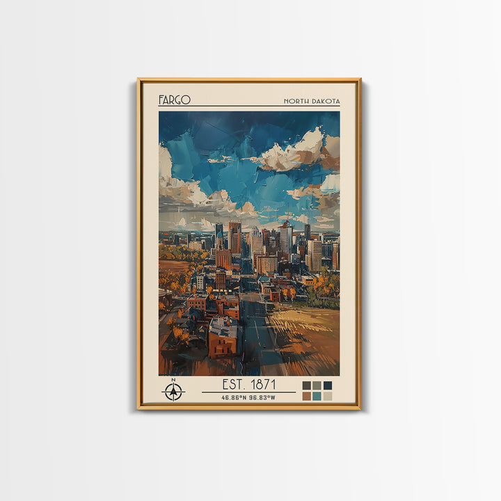 Fargo Travel Poster, Canvas Print, City Travel Poster, Travel Wall Art, Retro Wall Art, Gallery Wall Set, Travel Posters, Poster Art