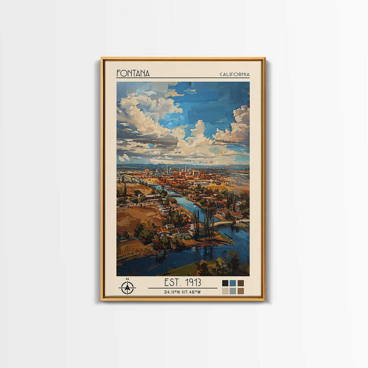 Fontana Travel Poster, Canvas Print, City Travel Poster, Vintage City Poster, City Art Print, Retro Travel Poster, City Illustration