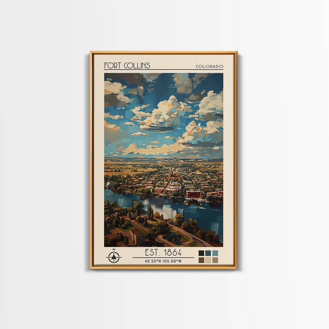 Fort Collins Travel Poster, Canvas Print, City Travel Poster, Travel Wall Decor, Modern Wall Decor, Gallery Wall Set, City Art Print