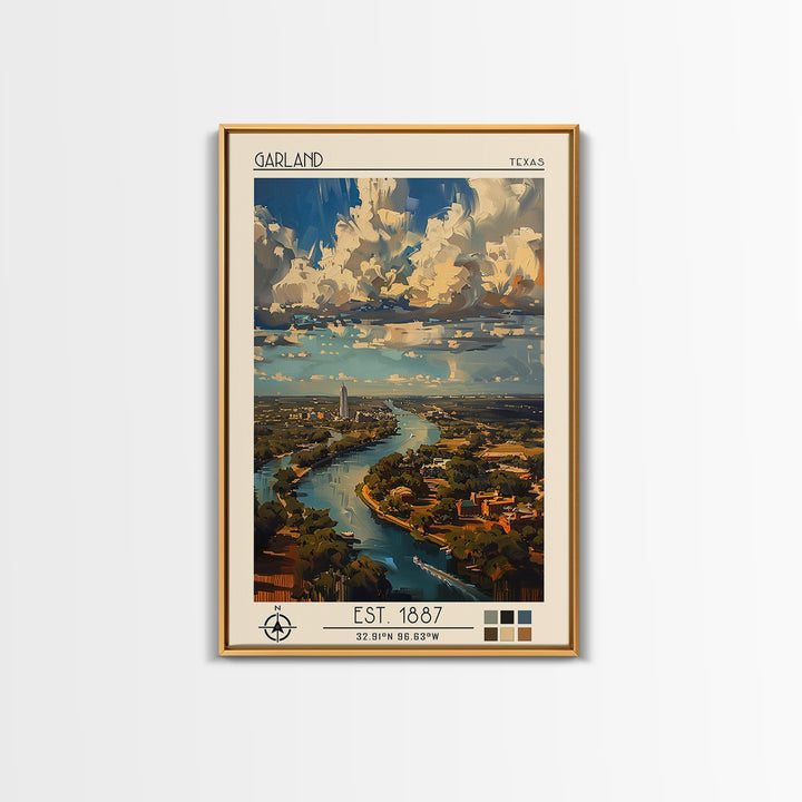 Garland Travel Poster, Framed Canvas Print, Retro Wall Art, Travel Print, Travel Wall Art, Home Office Decor, Wall Art, Poster Print