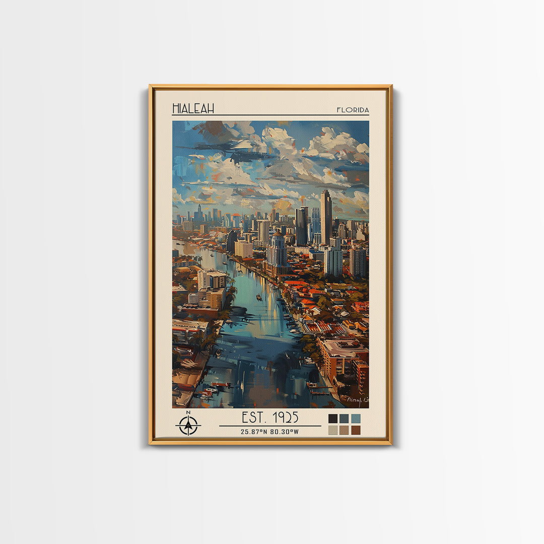 Hialeah Travel Poster, Canvas Print, Poster Print, Travel Wall Art, Vintage Travel, Retro Wall Art, City Travel Poster, Travel Print