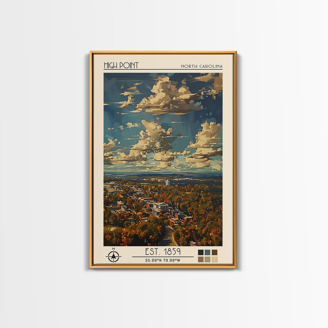 High Point Travel Poster, Canvas Print, Vintage Travel Print, City Wall Art, Living Room Wall Art, Vintage Posters, Gallery Wall Set