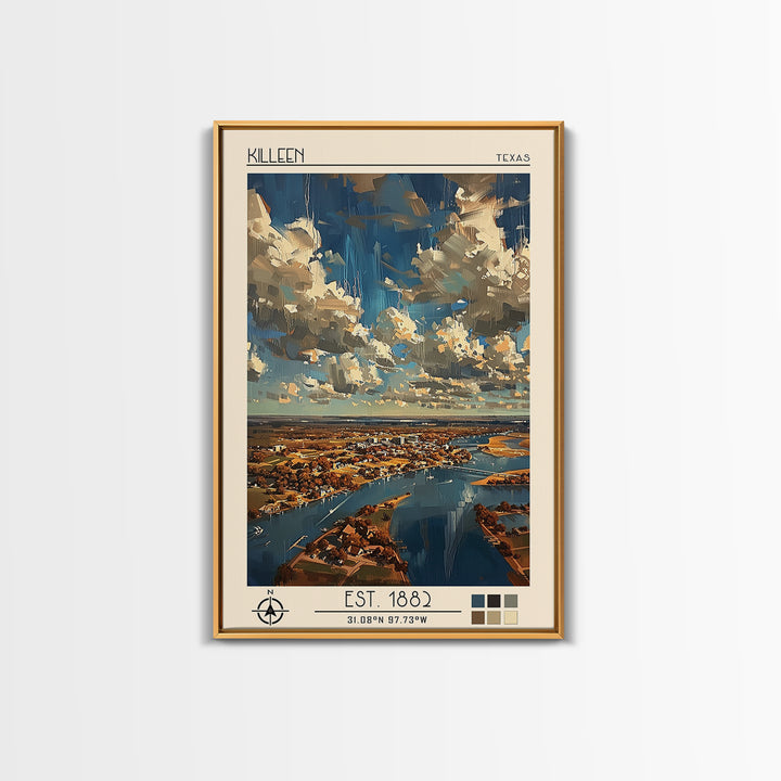 Killeen Travel Poster, Framed Canvas Print, City Travel Poster, Vintage City Poster, Retro Travel Poster, Poster Art, Vintage Travel