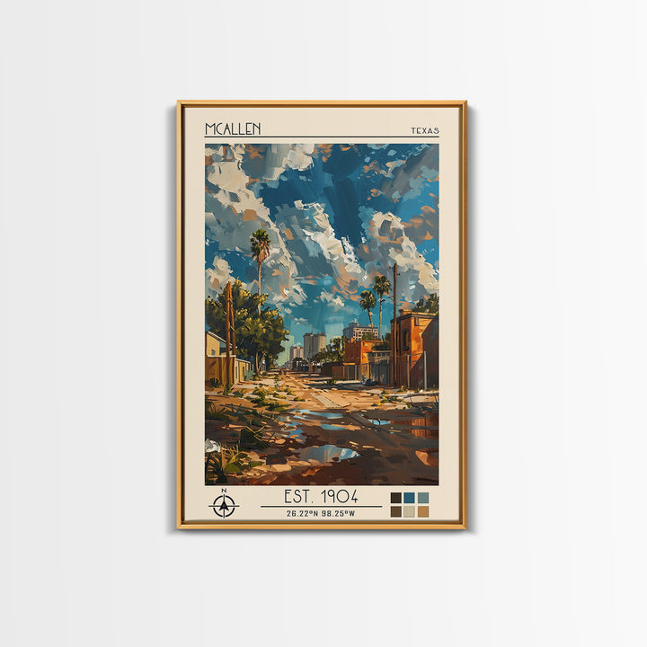 McAllen Travel Poster, Canvas Print, Retro Travel Poster, City Wall Art, City Travel Poster, Mid Century Wall Art, City Illustration