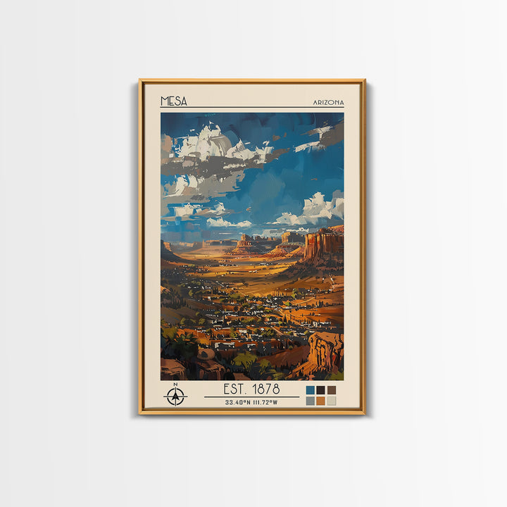Mesa Travel Poster, Canvas Print, Poster Print, Travel Wall Art, City Illustration, Retro Wall Art, Modern Wall Decor, City Wall Art