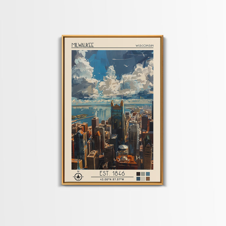 Milwaukee Travel Poster, Canvas Print, Travel Wall Art, City Wall Art, Vintage Travel Print, Retro Travel Print, Retro Travel Poster
